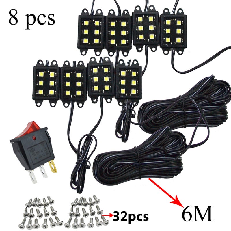 NBWDY LED Truck Bed Light Kit-48 White LEDs Pickup Bed Lighting Kit,Rear Work Box Lighting Kit,Rail Lights,Side Marker Rock Light for Truck Pickup Cargo Trailer RVs Under Car w/Switch-8Pcs - Image 5